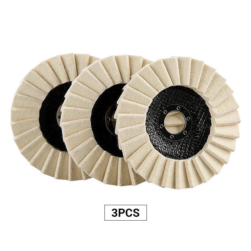 5-Inch Wool Polishing Wheels (1PCS/3PCS 3-Wheel Set Option) for Angle Grinders - Fiberglass Back, Balanced Smooth, Durable Efficient, Heat-Dissipating - Final Step for High Gloss Mirror Finish on Metal/Glass,toolupgrade