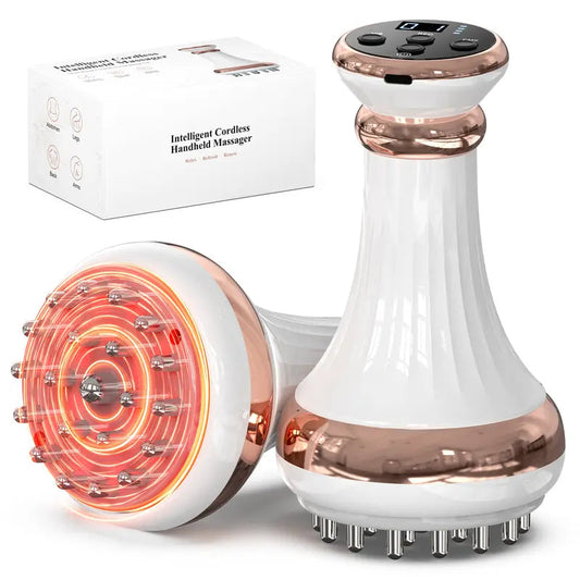 Lymphatic Drainage Massager & Anti-Cellulite Massage Tool, Body Sculpting Device for Arms, Legs & Stomach, Supports Smoother Skin, with Gentle Warming & Vibration, White