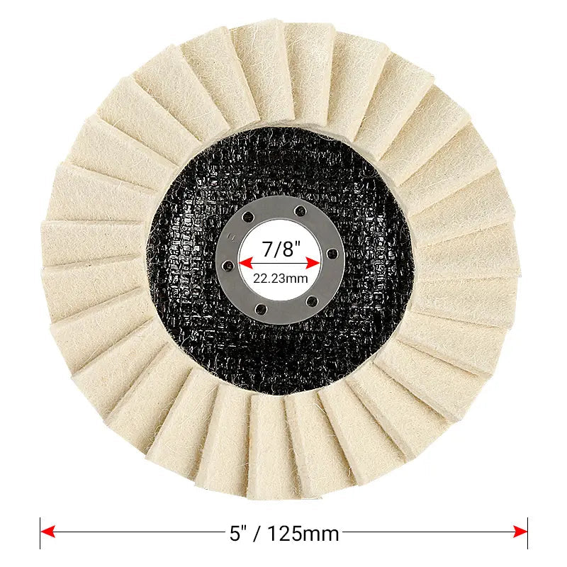 5-Inch Wool Polishing Wheels (1PCS/3PCS 3-Wheel Set Option) for Angle Grinders - Fiberglass Back, Balanced Smooth, Durable Efficient, Heat-Dissipating - Final Step for High Gloss Mirror Finish on Metal/Glass,toolupgrade