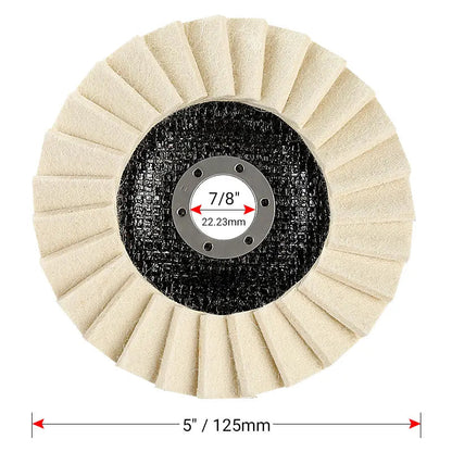 5-Inch Wool Polishing Wheels (1PCS/3PCS 3-Wheel Set Option) for Angle Grinders - Fiberglass Back, Balanced Smooth, Durable Efficient, Heat-Dissipating - Final Step for High Gloss Mirror Finish on Metal/Glass,toolupgrade