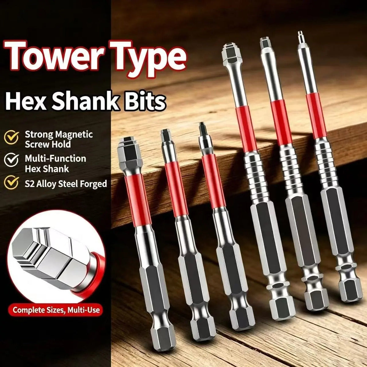 Hex Socket Screwdriver Bits, 3 or 6 Pieces