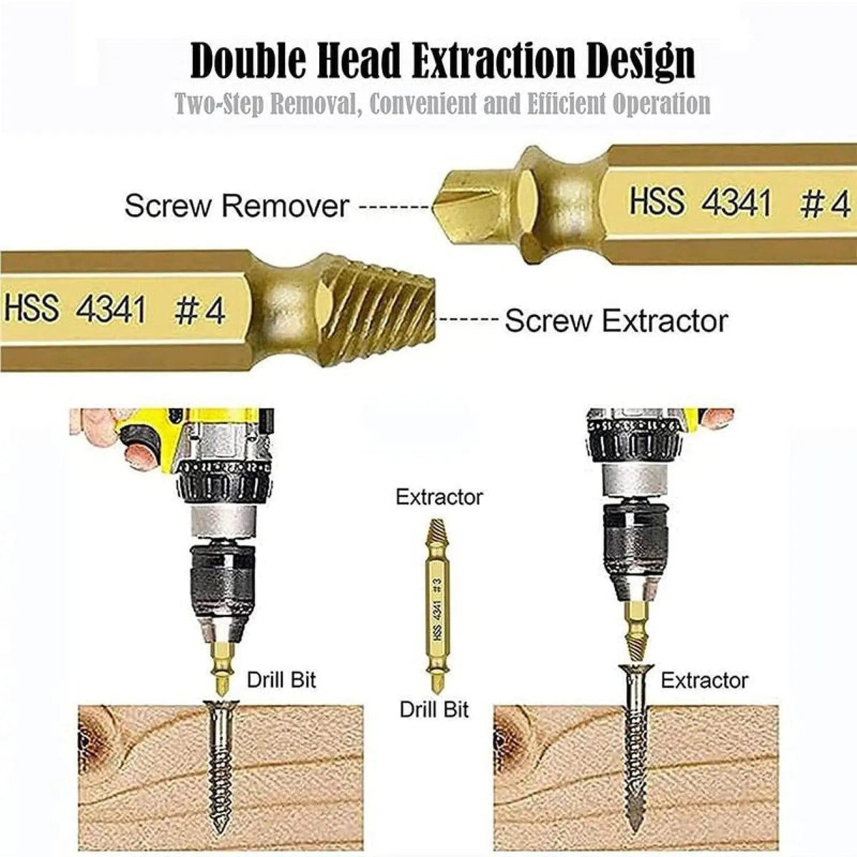 Extractores de tornillos y pernos rotos, 6 piezas