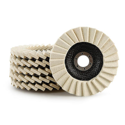 5-Inch Wool Polishing Wheels (1PCS/3PCS 3-Wheel Set Option) for Angle Grinders - Fiberglass Back, Balanced Smooth, Durable Efficient, Heat-Dissipating - Final Step for High Gloss Mirror Finish on Metal/Glass,toolupgrade