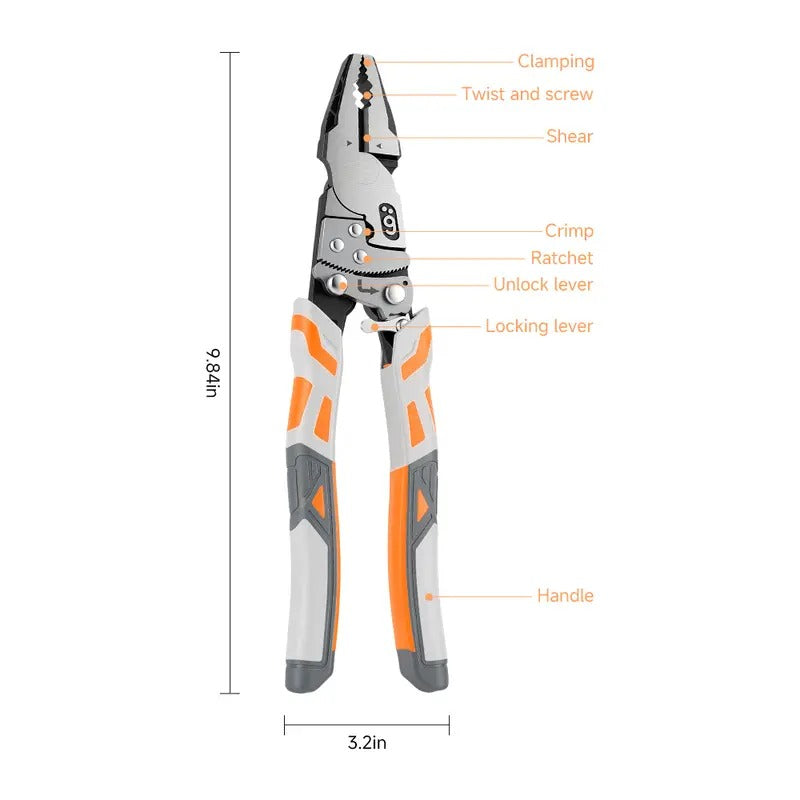 Self-Locking Ratchet Pliers, Random Red or Orange Handle