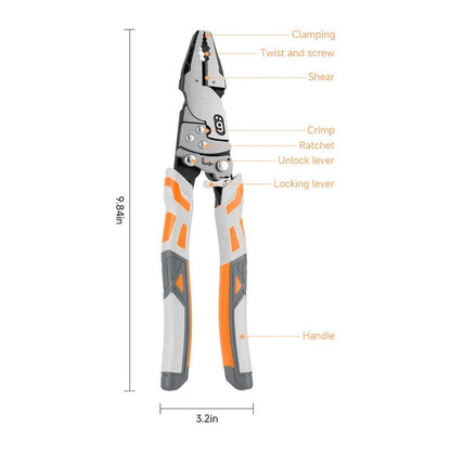 Self-Locking Ratchet Pliers, Random Red or Orange Handle