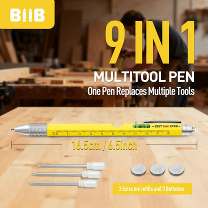 9-in-1 Multitool Pen - Multifunctional Stationery, Fathersdaygift, Christmas Gifts for Him, Mens Gifts, Dad Stocking Stuffers, Anniversary Birthday Gadget,toolupgrade