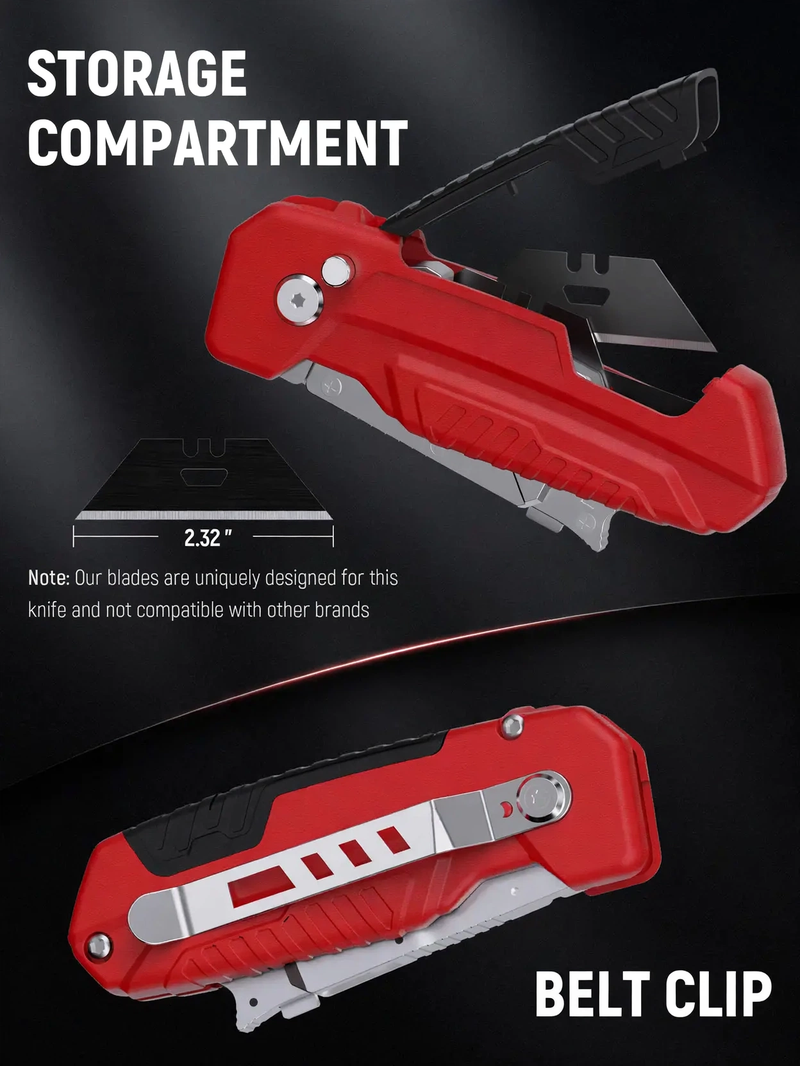 2-in-1 Utility Knife Scraper,Folding Utility Scraper Tool,Heavy-Duty Zinc Alloy Body, SK2 Black Blade Storage & Replacements, Razor Blade Scraper, Cardboard Cutter, EDC Tools and Gadgets for Home, Office