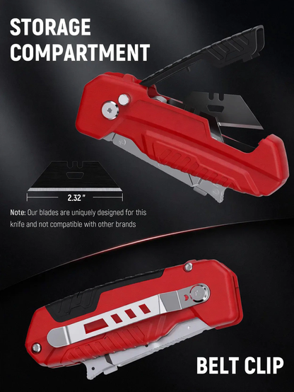 2-in-1 Utility Knife Scraper,Folding Utility Scraper Tool,Heavy-Duty Zinc Alloy Body, SK2 Black Blade Storage & Replacements, Razor Blade Scraper, Cardboard Cutter, EDC Tools and Gadgets for Home, Office