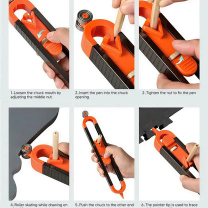 Precision Contour Gauge with Lock Feature - Professional Hand Measuring Tool for Flooring, Woodworking, Pipe Fitting, Portable Adjustable Profile Gauge for DIY Enthusiasts, Tools & Hardware,toolupgrade
