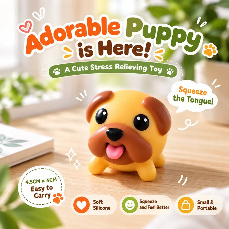 Funny Tongue Popping Pug Toy, Cute Squeeze Dog Fidget Toy, Soft Silicone Stress Relief Gadget, Novelty Desk Toy & Gift,Halloween Christmas Birthday Funny Gift