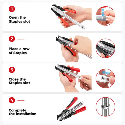 100 PCS/2500 PCS C Clips Hog Ring Pliers Kit, 3/4'' Hog Ring Nail, Fencing Plier Staple Gun Cage Clamp for Animal Pet Cages Fencing, Upholstery, Car Cushions, Meat and Sausage Casings
