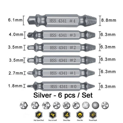 Extractores de tornillos y pernos rotos, 6 piezas