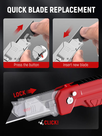 2-in-1 Utility Knife Scraper,Folding Utility Scraper Tool,Heavy-Duty Zinc Alloy Body, SK2 Black Blade Storage & Replacements, Razor Blade Scraper, Cardboard Cutter, EDC Tools and Gadgets for Home, Office