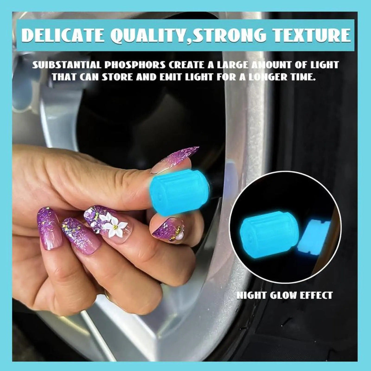 Glow-in-the-Dark Tyre Valve Caps, 8 or 16 Pieces