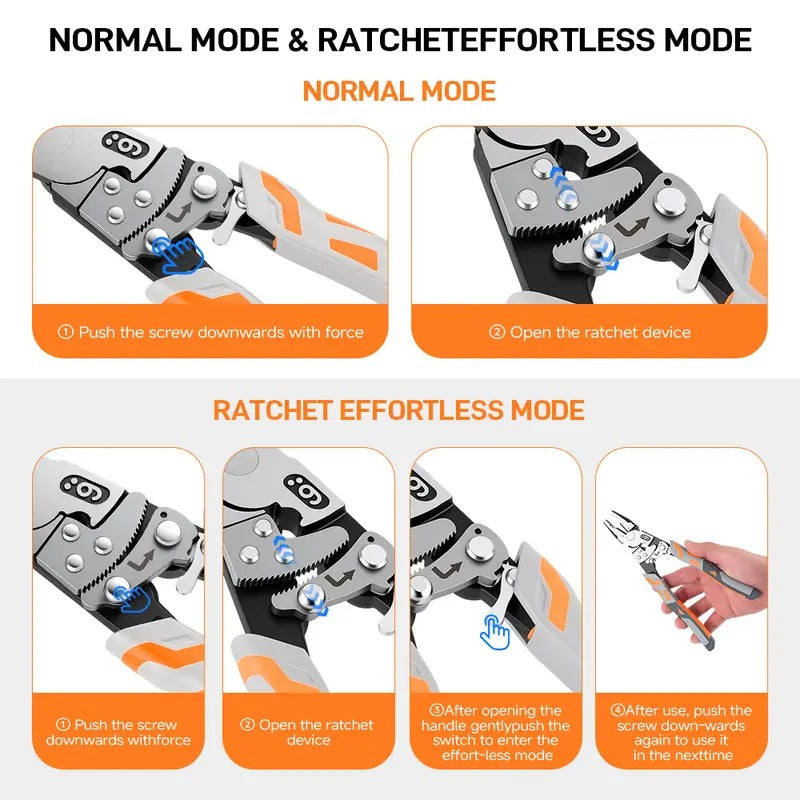 Self-Locking Ratchet Pliers, Random Red or Orange Handle