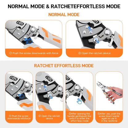 Self-Locking Ratchet Pliers, Random Red or Orange Handle