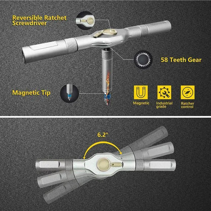Ratchet Magetic Screwdriver Set, S2 Steel Precision Screwdriver Set - Removable Self Assembly Screwdriver Kit for Furniture Assembly and Repair - Gift for DIYer toolupgrade