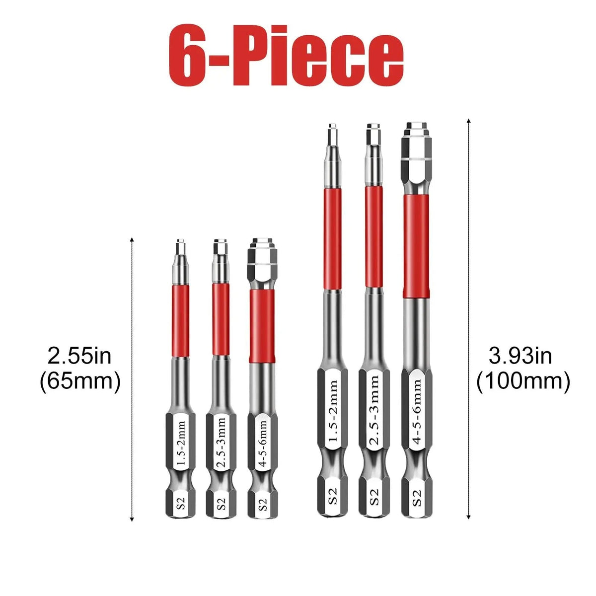 Hex Socket Screwdriver Bits, 3 or 6 Pieces