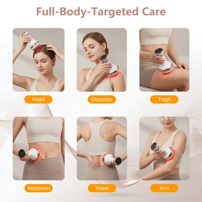 Lymphatic Drainage Massager & Anti-Cellulite Massage Tool, Body Sculpting Device for Arms, Legs & Stomach, Supports Smoother Skin, with Gentle Warming & Vibration, White