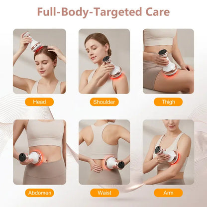 Lymphatic Drainage Massager & Anti-Cellulite Massage Tool, Body Sculpting Device for Arms, Legs & Stomach, Supports Smoother Skin, with Gentle Warming & Vibration, White