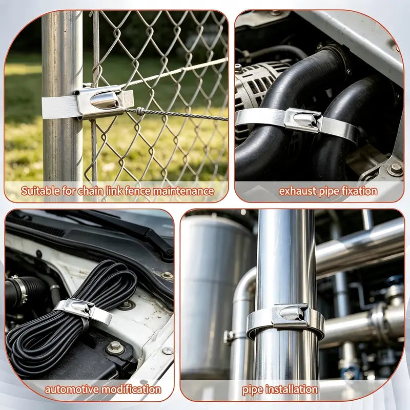 Heavy‑Duty 304 Stainless Steel Cable Tie Tensioning Tool Set | 11.8 Inch Self‑Locking Metal Zip Ties + Removal Screwdriver, Rustproof Metal Cable Ties for Car, Fencing, Plumbing & Outdoor Projects
