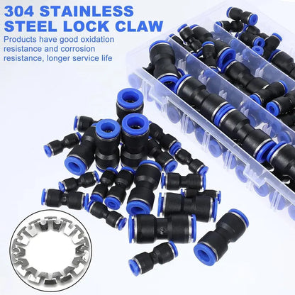 80 Pieces Air Hose Fittings Air Line Fittings Straight Push to link 4 6 8 10 12 mm Quick Release Pneumatic Connectors Plastic Straight Tube Connector Push to Connect Fittings for Tube