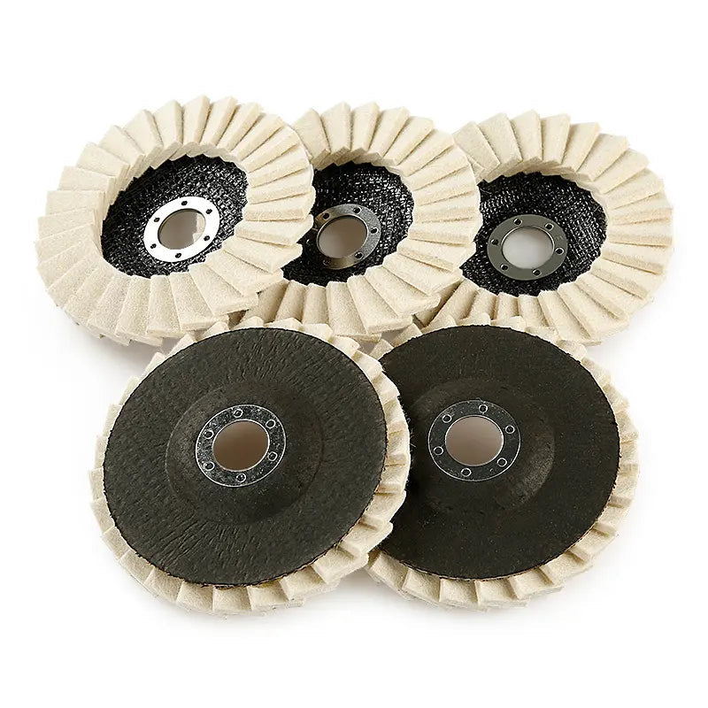 5-Inch Wool Polishing Wheels (1PCS/3PCS 3-Wheel Set Option) for Angle Grinders - Fiberglass Back, Balanced Smooth, Durable Efficient, Heat-Dissipating - Final Step for High Gloss Mirror Finish on Metal/Glass,toolupgrade