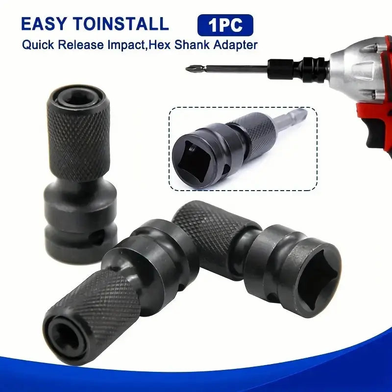 1/2 inch Square Drive to 1/4 inch Hex Female Socket Adapter Converter Chuck Adapter for Impact Air and Electric Wrench