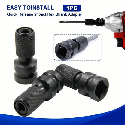 1/2 inch Square Drive to 1/4 inch Hex Female Socket Adapter Converter Chuck Adapter for Impact Air and Electric Wrench