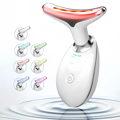 7 Color Facial Massager Tool, Facial and Neck Massager with 7 LED Light, Skin Care Device Facial Beauty Instrument, Suitable for Neck Face Leg, Gift for Women Mother