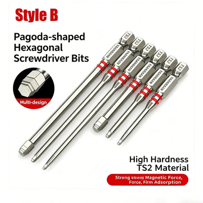 Hex Socket Screwdriver Bits, 3 or 6 Pieces