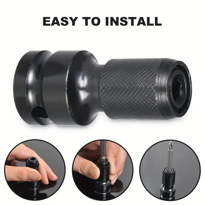 1/2 inch Square Drive to 1/4 inch Hex Female Socket Adapter Converter Chuck Adapter for Impact Air and Electric Wrench