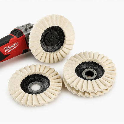 5-Inch Wool Polishing Wheels (1PCS/3PCS 3-Wheel Set Option) for Angle Grinders - Fiberglass Back, Balanced Smooth, Durable Efficient, Heat-Dissipating - Final Step for High Gloss Mirror Finish on Metal/Glass,toolupgrade