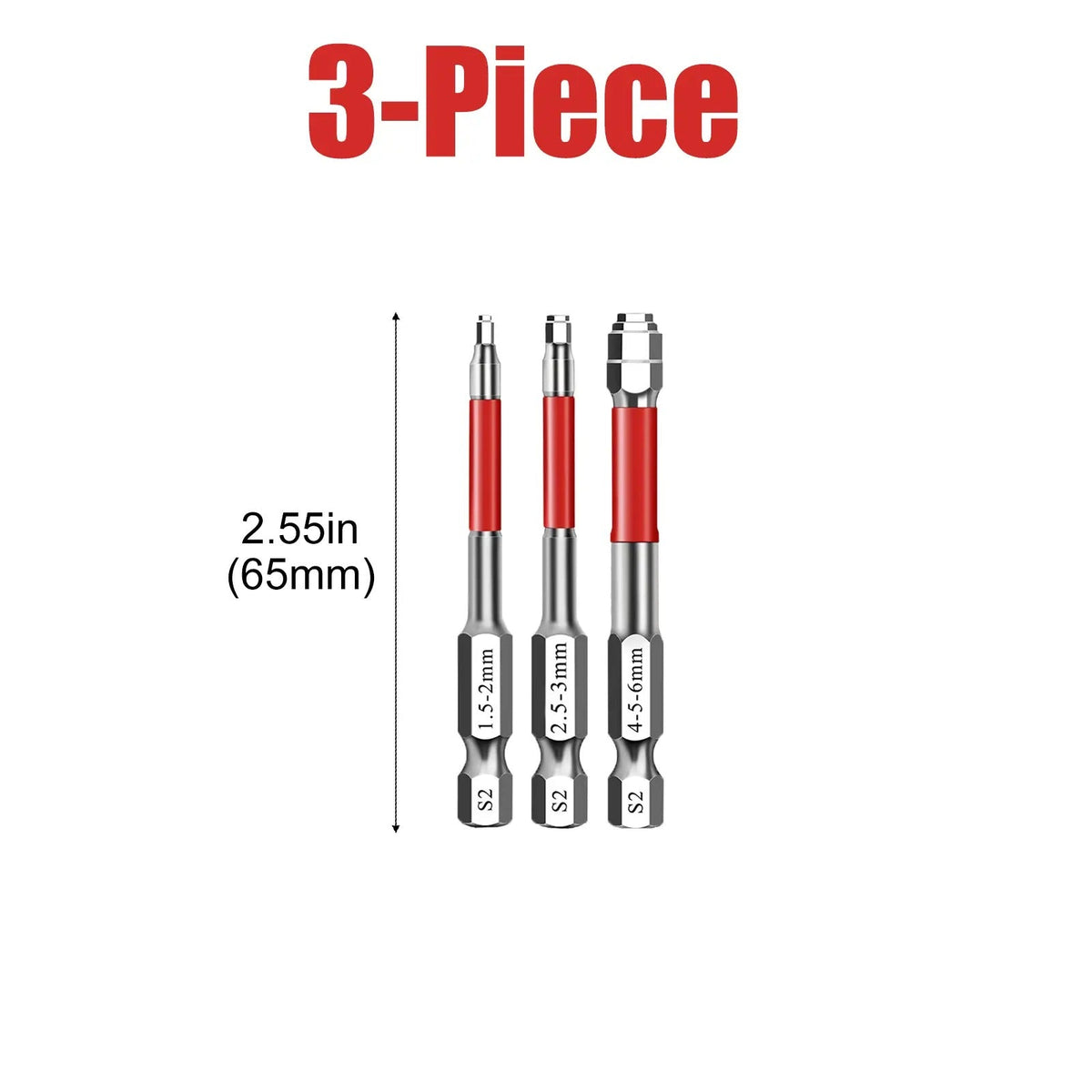Hex Socket Screwdriver Bits, 3 or 6 Pieces