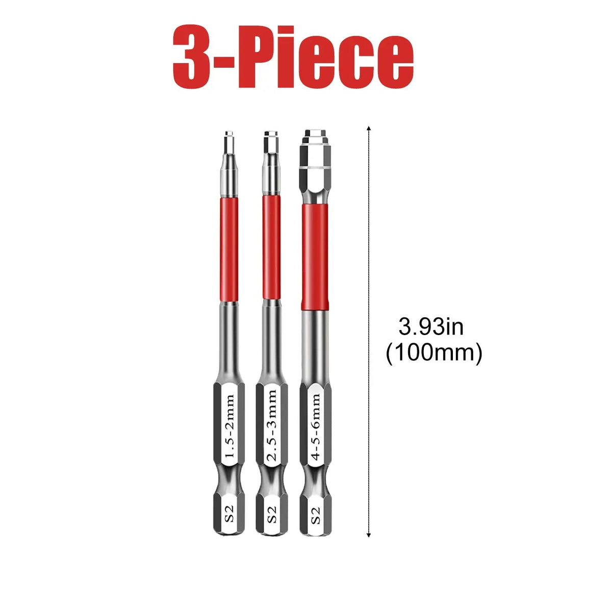 Hex Socket Screwdriver Bits, 3 or 6 Pieces