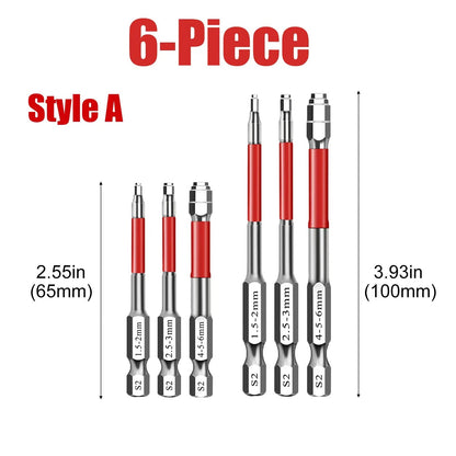 Hex Socket Screwdriver Bits, 3 or 6 Pieces